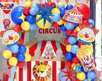 Zirkus Ballon Set – Karneval Party Dekoration mit Clown, Löwe & Zeltfolie