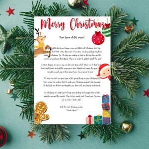 Carta navideña EDITABLE Papa Noel cambiala por el nombre de tu hijo