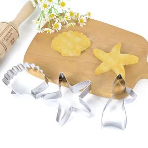 Sea Theme Cookie Cutters Set – Starfish, Shell, Whale Tail | Stainless Steel Biscuit Molds