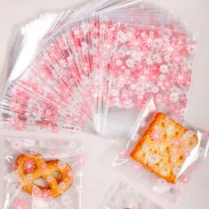 100 Stück florale Partybevorzugung Tüte Goody Bag selbstklebende Kekse Süßigkeiten Candy Paket