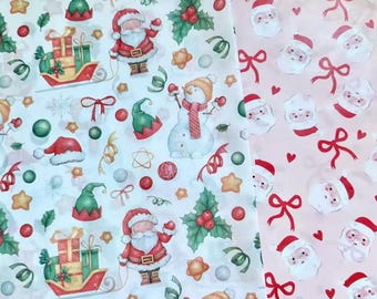 Carta velina per regali di Natale: Babbo Natale, agrifoglio e albero - 10 fogli
