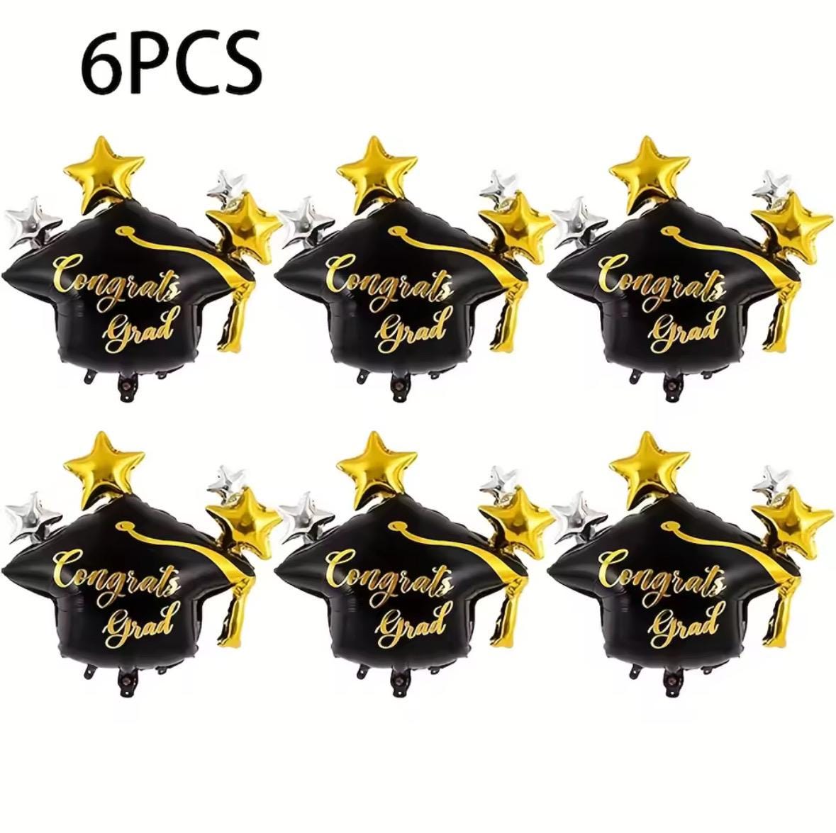 Graduation Party Foil Balloons Congrats Grad Black Gold Cap Balloons - Etsy