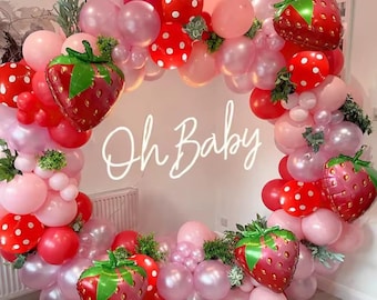 Ensemble d'arcs de ballons de fête aux fraises – guirlande de ballons sur le thème des baies sucrées pour baby shower et anniversaires
