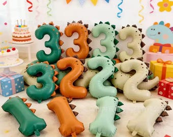 Ballon chiffre dinosaure - feuille mate de 40 pouces, anniversaire d'enfant