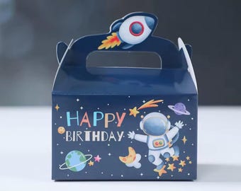 Astronaut Party Favor Boxes: Space Rocket Treat Boxes - 4pcs