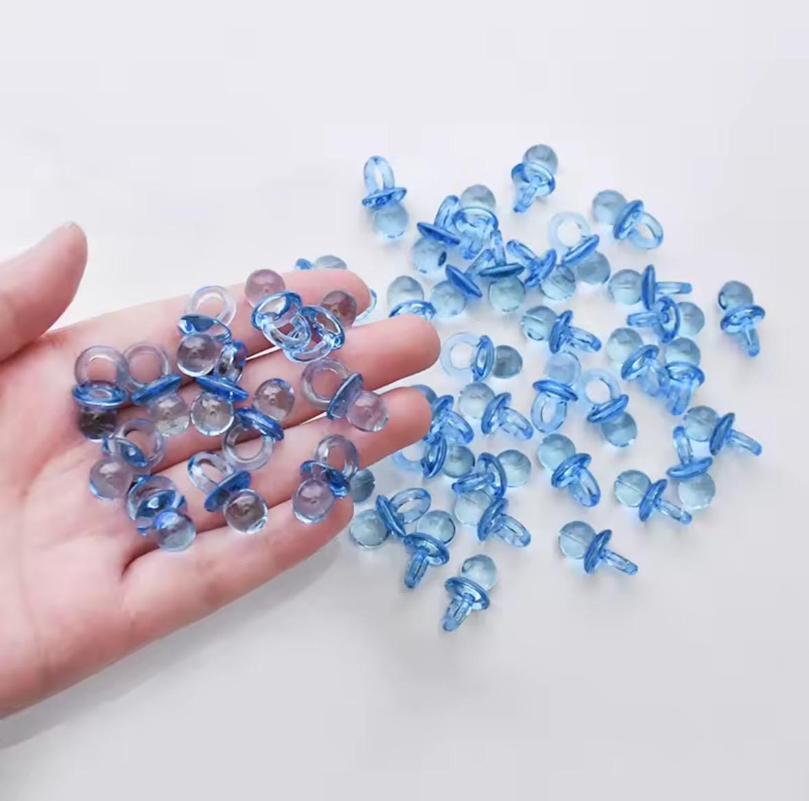 Mini Acrylic Pacifier Confetti – Blue or Pink Baby Shower Table Scatter ...