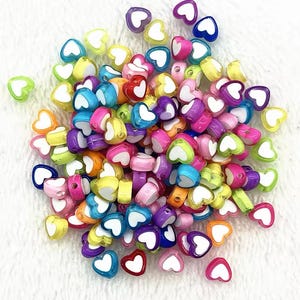50pc heart beads 8x4mm acrylic loose bracelet making DIY handmade craft