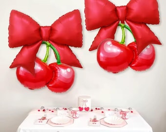 Kirschschleifen-Luftballons: Rote Früchte-Thema, Partydekoration, Geburtstags-Babyparty-Dekor