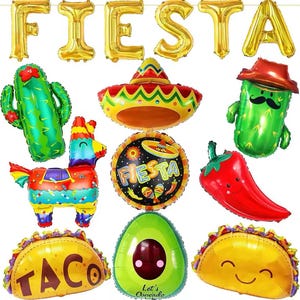 Set di palloncini da 15 pezzi fiesta tema messicano taco party avocado peperoncino sombreri piñata cactus decorazioni per feste di compleanno