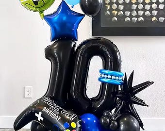 Video Game Birthday Balloon Set: Controller, Number & Star Balloons