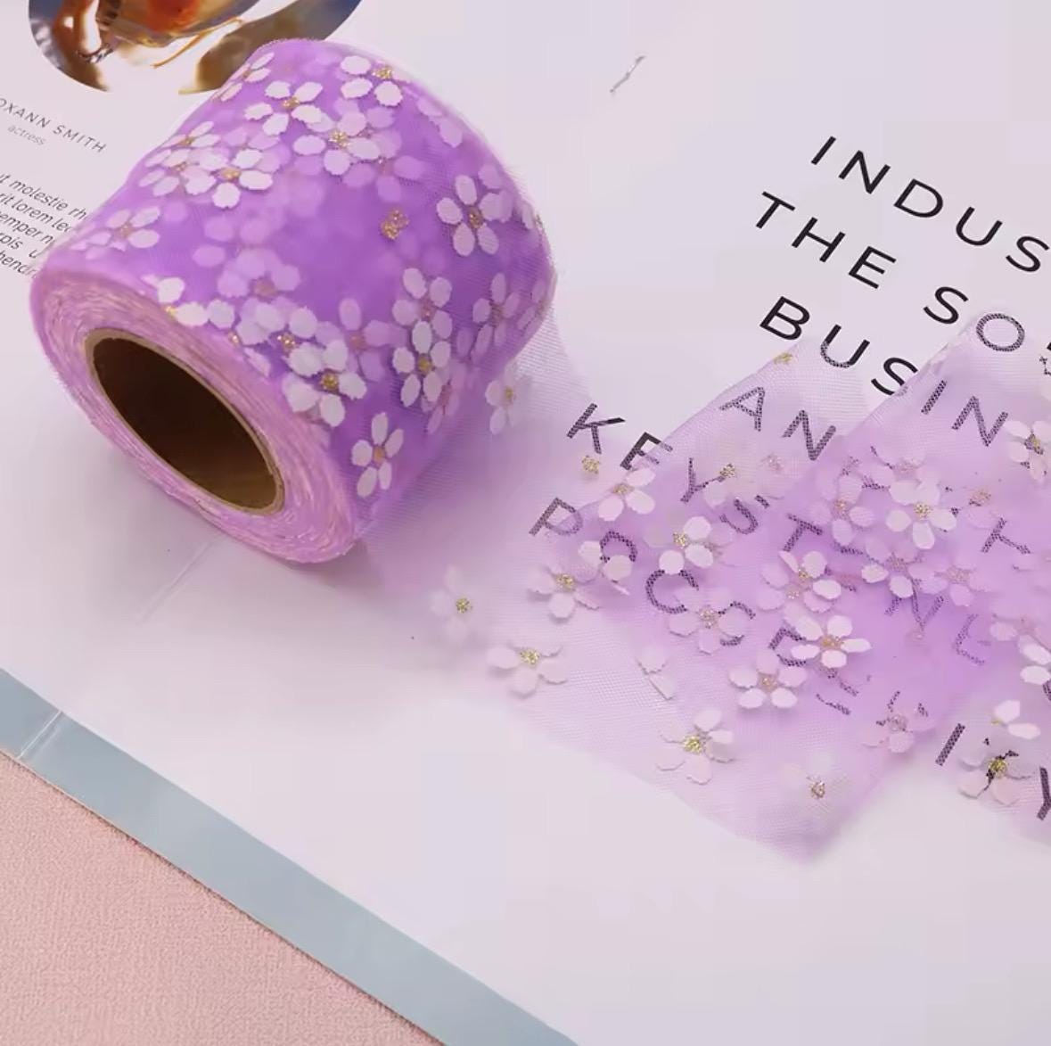 Allazone 17 Pz Rotolo di Tulle Colorati, Nastro Decorazione, Fascia Elastica, Forbici da Cucito, Metro a Nastro per Confezioni Regalo, Matrimoni, Progetti Artigianali