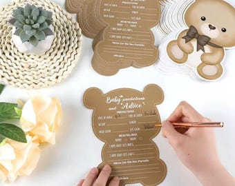 Voorspelkaarten babyshower teddybeer: spel gender onthullen