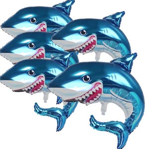 Shark Foil Balloons 21 Inch | Ocean Theme Party Decorations | Baby Shower Supplies | Birthday Party Balloons | Under the Sea Party Decor