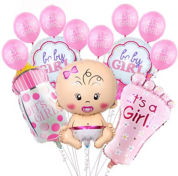 Baby Shower Balloon Set: Foil Baby Bottle, Foot, and Face Balloons