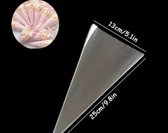 Clear Cone Treat Bags for Candy Popcorn Party Favors 50pcs Three Size Options