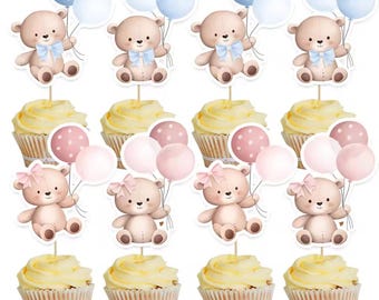 Porta Cupcake 3 Livelli A Forma Di Orso Per Baby Shower - Decorazioni Festa Orsetto Con Piatti E Pali