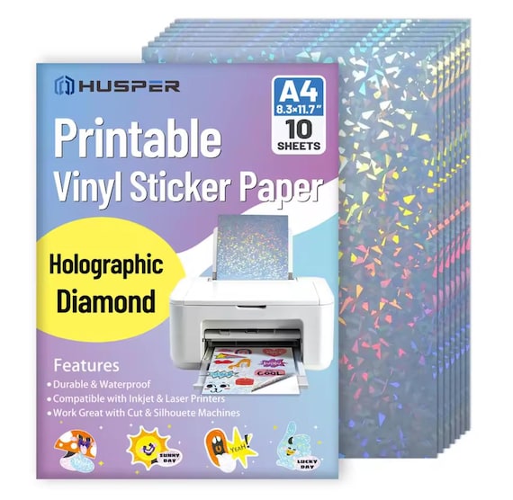 Holographic Printable Vinyl Sticker Paper A4 Waterproof Self Adhesive Sheets