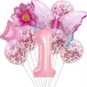 Pink butterfly balloons 32 inch number balloon happy birthday flowers butterfly star foil