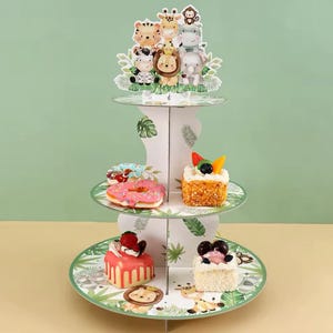 Soporte para tarta de safari, decoración desechable para baby shower, fiestas de cumpleaños