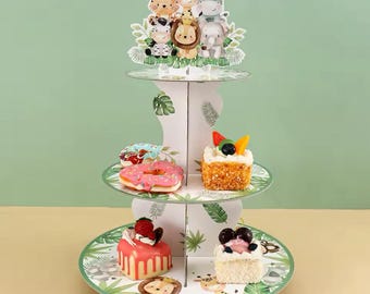 Soporte para tarta de safari, decoración desechable para baby shower, fiestas de cumpleaños