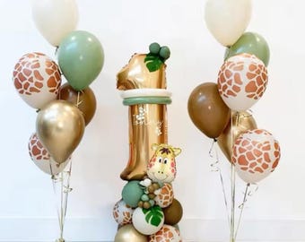30 piece Jungle balloon birthday set up safari animals giraffe 1st birthday all numbers
