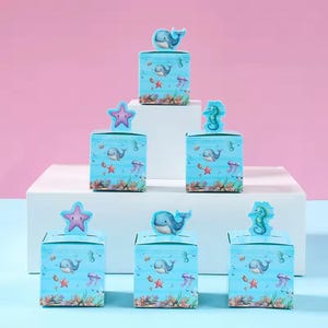 24pcs Under the Sea Gift Boxes – Ocean Party Favor Boxes for Kids Birthday, Baby Shower, Mermaid or Sea Animal Theme