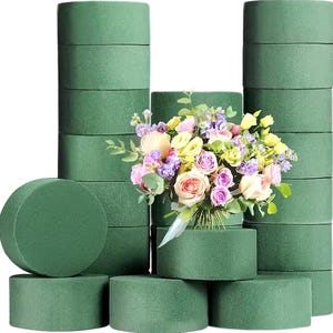 10pcs Round Wet Floral Foam Discs – 11.5cm Green Flower Arrangement Bases for Weddings, Centerpieces & Table Decor
