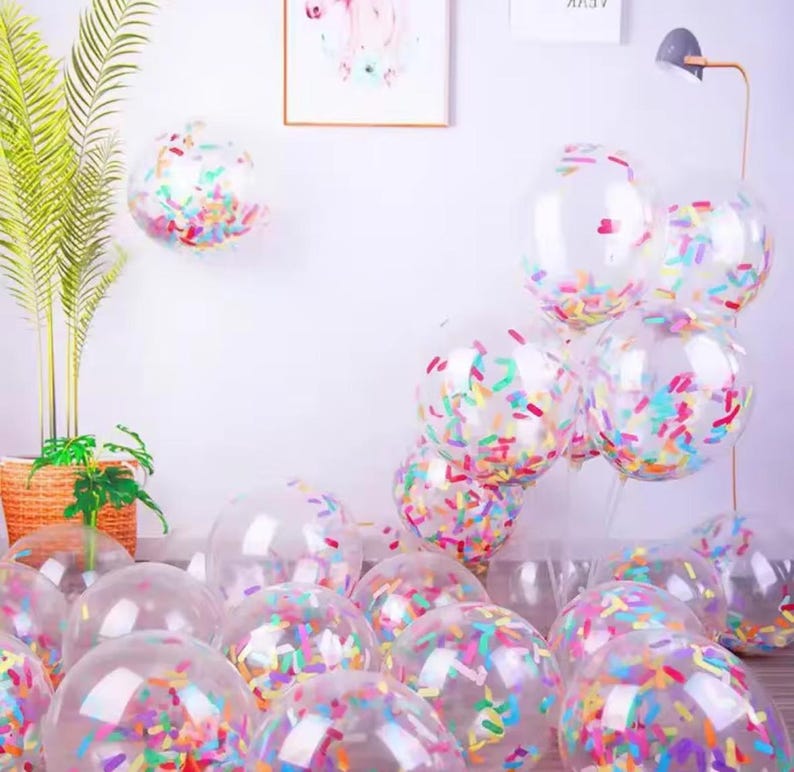 12 Inch Sprinkle Confetti Balloons – Clear Latex Party Decorations ...