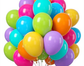 50 globos de látex arcoíris de 10 pulgadas, multicolor, para decoración de fiestas (cumpleaños, baby shower).