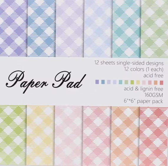 Pastel Gingham Scrapbook Paper Pad, 6x6 Inch Card Making Sheets