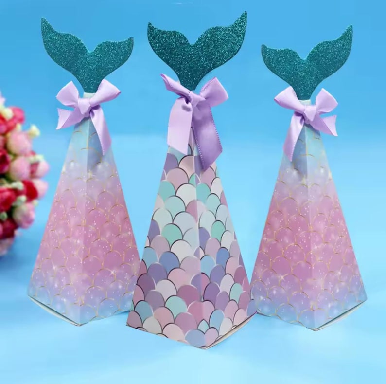 Mermaid Tail Favor Boxes (set of 5) - Shimmer & Scales - Etsy
