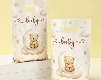 Baby Shower Bear Gift Bags: 50 Plastic Candy Treat Bags