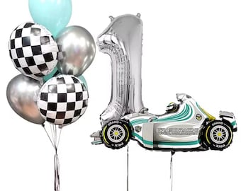 Racing Car Balloon Set – 9pcs Foil Balloons, Birthday Party Decor
