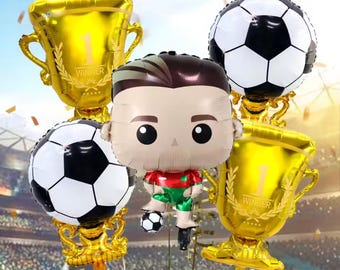 Zestaw balonów foliowych na imprezę piłkarską, trofeum, piłkarz, dekoracja urodzinowa