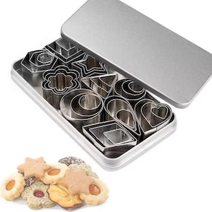 30-Piece Stainless Steel Cookie Cutter Set with Storage Tin – Biscuit, Fondant & Pastry Shapes