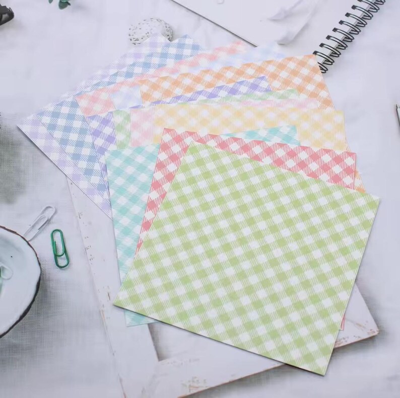 Pastel Gingham Scrapbook Paper Pad, 6x6 Inch Card Making Sheets image 5