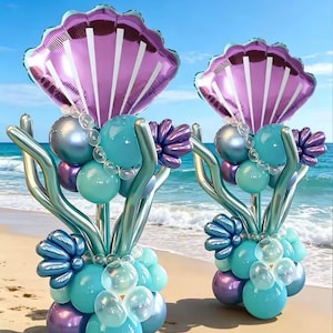 50 Piece Under The Sea Balloon Set Seashell Coral Ocean Mermaid Birthday Party Decorations