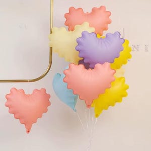 Pastel Macaron Heart Balloons: 20 Inch Foil Balloons, Party Decorations (Set of 5)