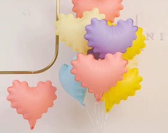Pastel Macaron Heart Balloons: 20 Inch Foil Balloons, Party Decorations (Set of 5)