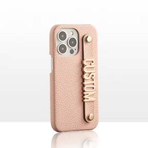 Funda de teléfono con nombre personalizado Funda de cuero personalizada para iPhone Letras de metal