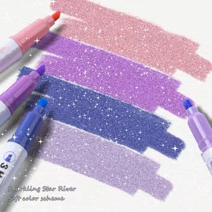 marcadores de colorir pacote com 4 glitter ponta de feltro brilhante marcadores verde roxo canetas douradas
