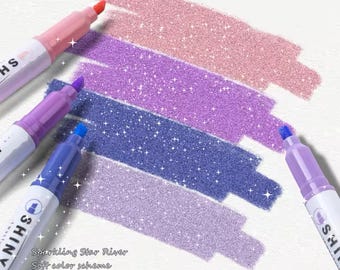 colouring markers 4 pack glitter shiny felt tip ones highlighter green purple gold pens