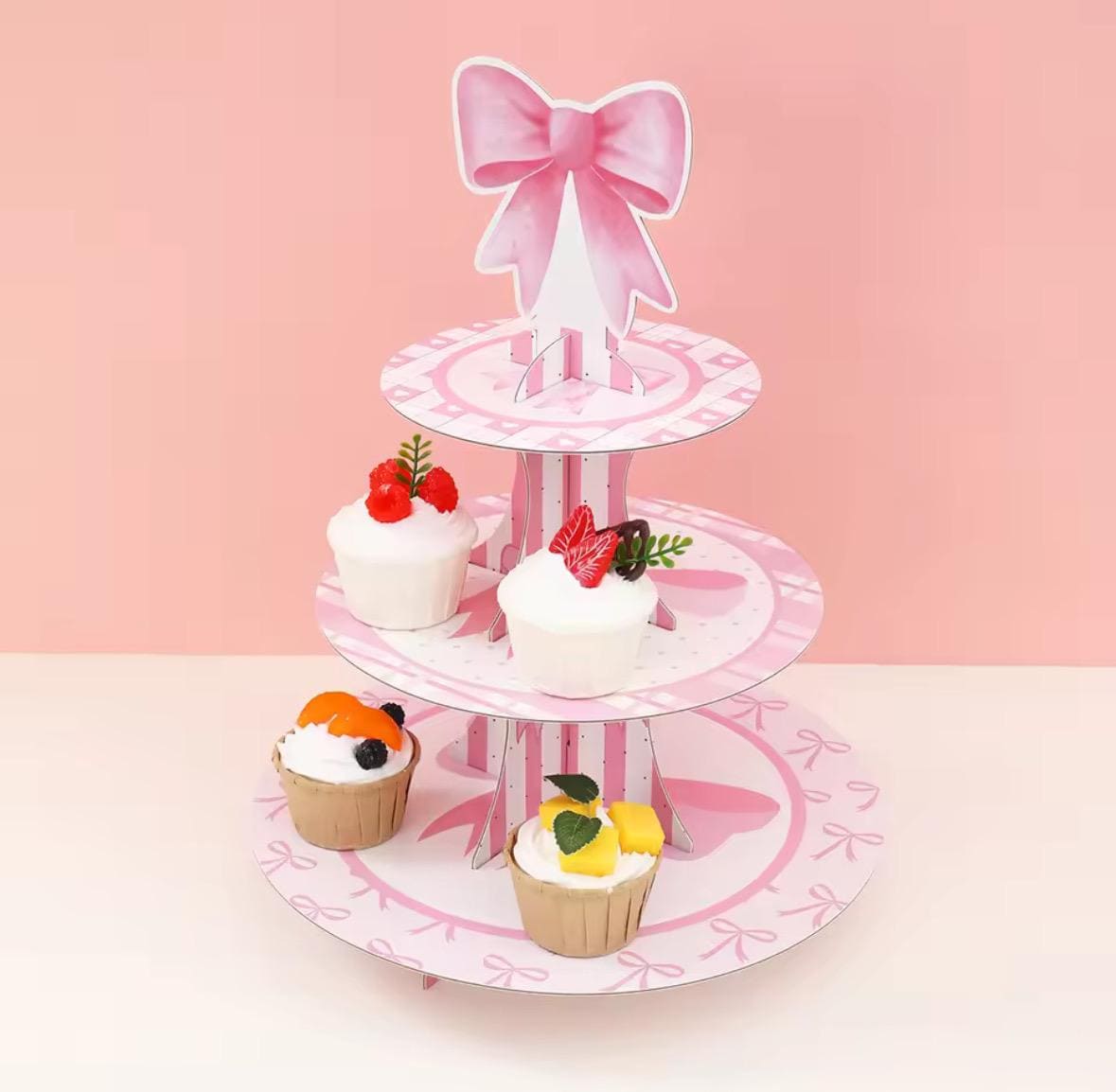 JMIATRY 6 Pack Cardboard Cupcake Stand 3 Tier, Multicolor Cake Stand, Afternoon Tea Stands Cardboard, Round Dessert Tower For Afternoon Tea, Birthday Party, Wedding And Baby Shower