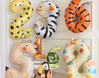 Jungle Animal Number Balloon: Safari Birthday Party Decoration