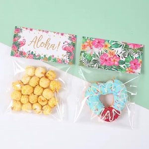 Hawaiian Flamingo Party Candy Gift Bags – 10pcs Summer Luau Treat Bags for Birthday, Beach, and Tropical Party Favors