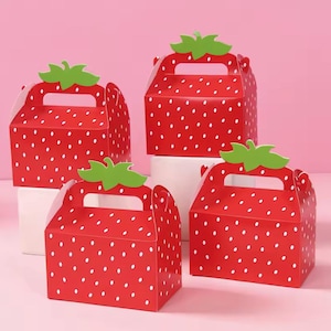 4/8/16pcs Strawberry Party Gift Boxes – Cute Candy Favour Boxes for Birthday, Baby Shower, Picnic or Fruit-Themed Party