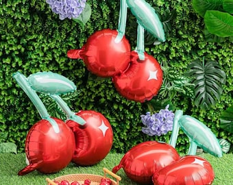 Cherry Foil Balloon Set: Red Fruit Party Decor, 6-Piece