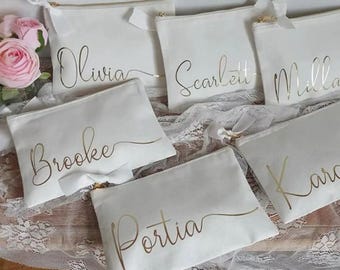 personalised make up bag cosmetics bridesmaid gift clutch favours bridal gift