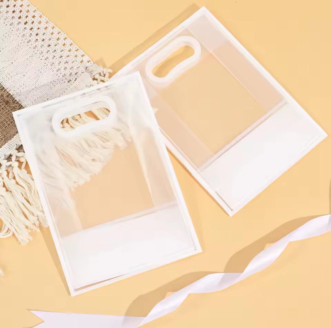 Clear Plastic Gift Bags With Ribbon – Reusable Party Favor Bags - Etsy
