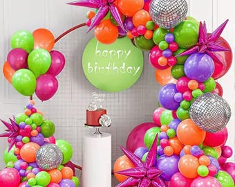 Neon Disco Balloon Arch Kit: 109-Piece Glow Party Backdrop